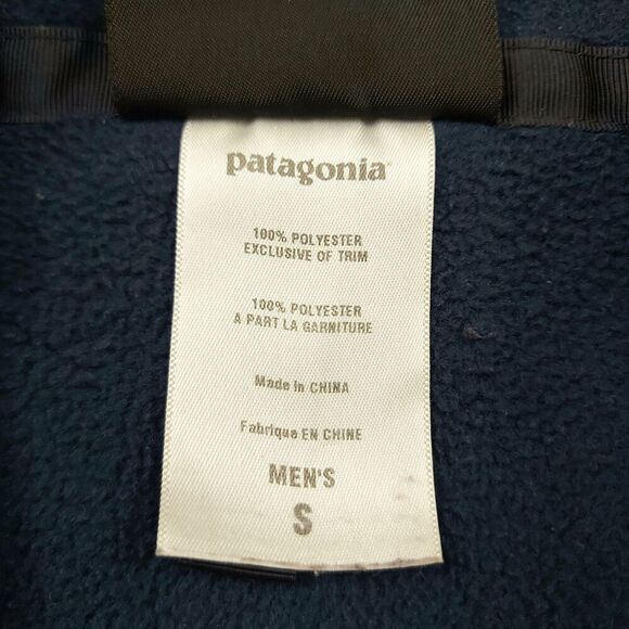 Patagonia Synchilla Jacket Mens Small Navy Full Zip Mock Neck Outdoor Hiking - Picture 12 of 12